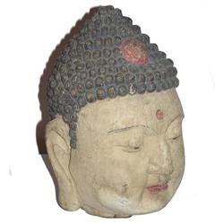 Buddha Painted Wooden Bust Sculpture #1963384