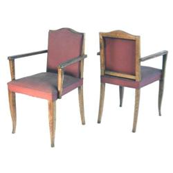 Pair c1940 French Art Deco Oak Armchairs #1963423