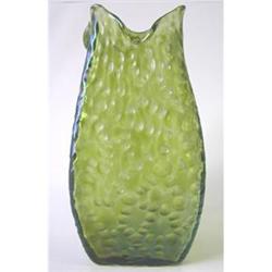 Antique Bohemian Mottled Green Glass Vase #1963469