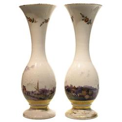 Pair Porcelain Vases with Waterfront Motif #1963523