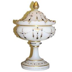 Frosted White Opaline Glass Centerpiece #1963540