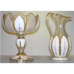 Bohemian Cased Glass Centerpiece & Ewer #1963544