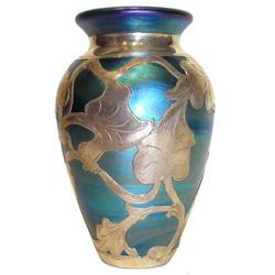 Iridescent Vase with Silver Overlay #1963548