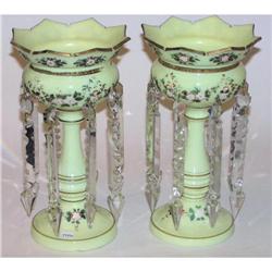 Pair Bohemian Opaline Glass Lustres #1963553