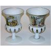 Image 1 : Pair Opaline Glass w Painted German Motif #1963554