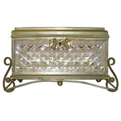 Antique Bronze & Cut Glass Jewelry Box #1963557