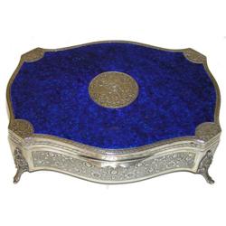 Stunning Blue Enamel & Silver Jewelry Box #1963558