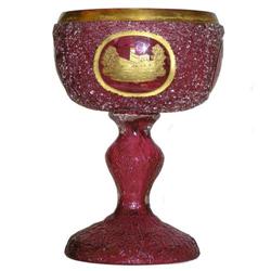 Bohemian Red Crackeled Glass Goblet #1963564