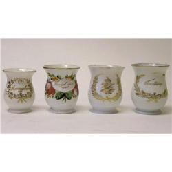 Set 4 Opaline Glass Decorated Mugs #1963566