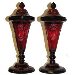 Pair of Bohemian Ruby Glass Goblets #1963576