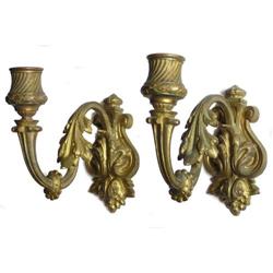 Pair Bronze Classical Candlestick Sconces #1963594