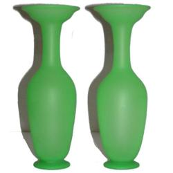 Pair Green Opaline Glass Flower Vases #1963614