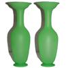 Image 1 : Pair Green Opaline Glass Flower Vases #1963614