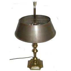 Brass Candlestick Table Lamp & Metal Shade #1963615