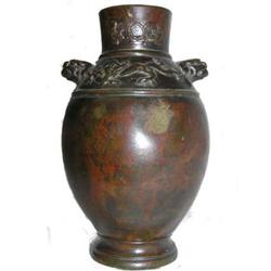 Antique Japanese Patinated Bronze Vase #1963677