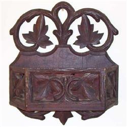 Arts & Crafts Carved Wooden Wall Pocket #1963688