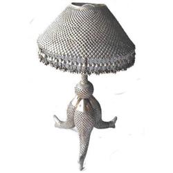 Fish Motif Indian or Persian Silver Table Lamp #1963692