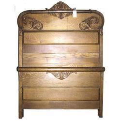 Antique Arts & Crafts Tiger Oak Bed Frame #1963712