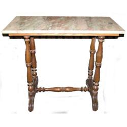Vintage Marble Top Trestle Side Table #1963716