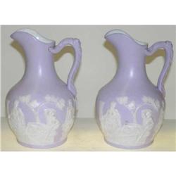 Pair Samuel Alcock Staffordshire Pitchers #1963739