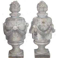 PAIR Antique Classical Limestone Garden Finials#1963756