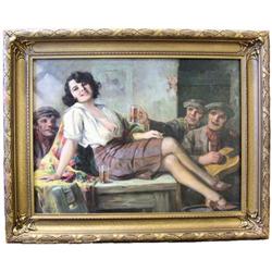 Richard Geiger Signed Tavern Painting #1963791