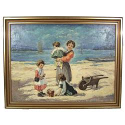 Hungarian JANCSEK Beach Genre Oil Painting #1963804