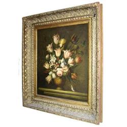S. LEE Floral Still Life Framed Oil Painting #1963832