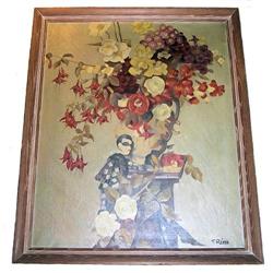 Harlequin Clown & Flowers by RENEE #1963850