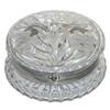 Image 1 : Vintage Round Engraved Glass Jewelry Box #1963905