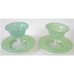 (2) Steuben Jade Sherbet Dishes & Plates #1963909