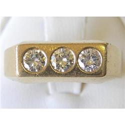 Vintage Unisex 14K Gold Ring w 3 Diamonds  #1963925