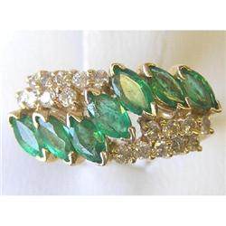 14K Gold Ring w Emeralds & Diamonds #1963931