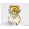 Image 1 : 14K Pear Citrine & Diamonds Gold Ring #1963949