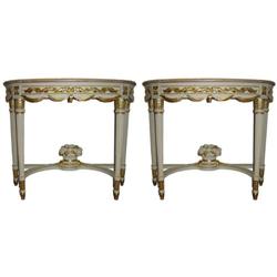 PAIR Louis XVI Marble Top Pier Console Tables #1963966