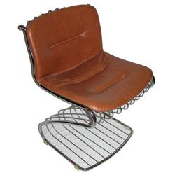 Set 4 GASTONE RINALDI Chrome Leather Dining #1963971