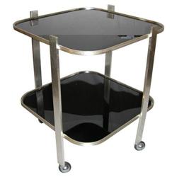 Mid-Century Nickel & Glass Cocktail Bar Cart #1963980