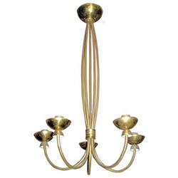 Tall Mid-Century Modern Brass Chandelier #1963992