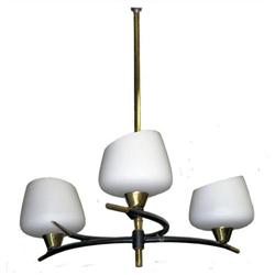 Mid-Century Brass & Black Lacquer Chandelier #1963993
