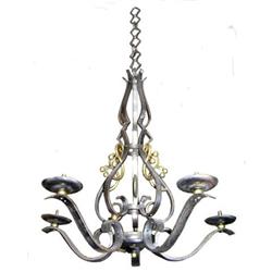 Wrought Iron & Brass Chandelier #1963996