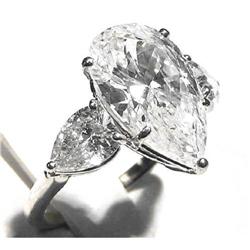 6.4 tct Pear Shaped Diamond Platinum Ring  #1964006