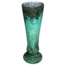 17" Daum Mottled Green Glass Vase #1964018