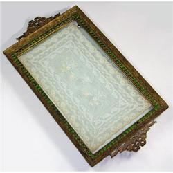 Empire Art Gold Green Jeweled Dresser Tray #1964079