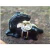 Image 1 : HAND CARVED OBSIDIAN HORSE W/ DIAMONDS #1978195