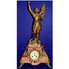 Image 1 : 19c French Mantle Clock Joan Arc France Flag #1978274