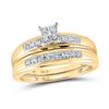 Image 2 : Diamond Cluster Matching Wedding Set 1/5 Cttw 10KT Yellow Gold