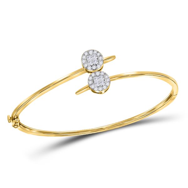 Princess Diamond Bypass Bangle Bracelet 3/4 Cttw 14KT Yellow Gold