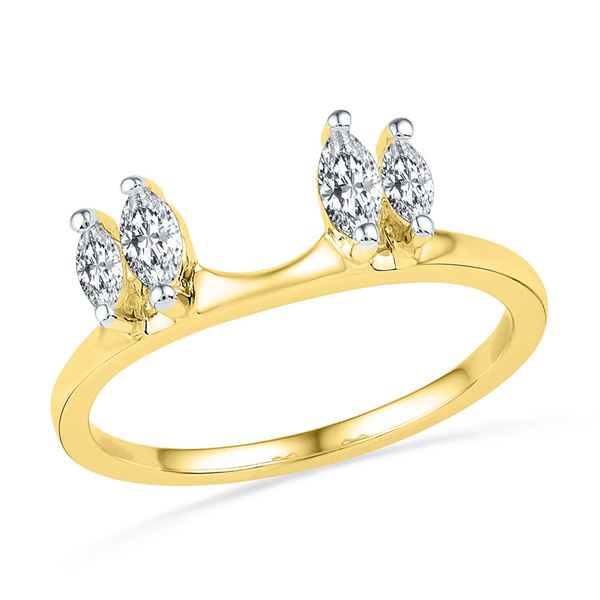 Oval Diamond Ring Guard Wrap Solitaire Enhancer 1/2 Cttw 14KT Yellow Gold