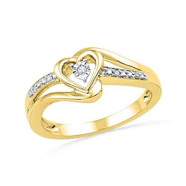 Round Diamond Heart Promise Ring .03 Cttw 10KT Yellow Gold