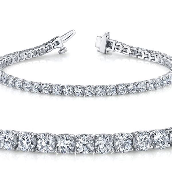 Natural 4.01ct VS2-SI1 Diamond Tennis Bracelet 18K White Gold - REF-348K6H